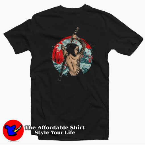 Japanese Girl Samurai Fighter Unisex T-shirt On Sale