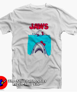 Jaws Hello Kitty Funny Cartoon Parody T-shirt On Sale