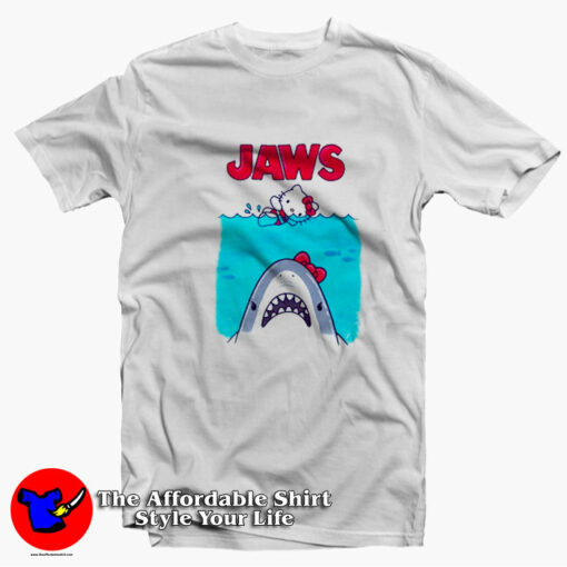 Jaws Hello Kitty Funny Cartoon Parody T-shirt On Sale