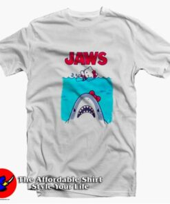 Jaws Hello Kitty Funny Cartoon Parody T-shirt On Sale