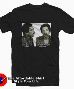 Jimi Hendrix Arrested Photo Police 1969 T-shirt On Sale
