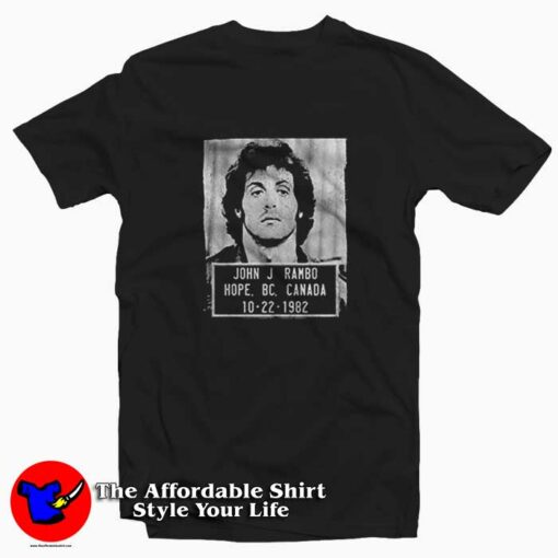 John J Rambo Mugshot Canada 1982 T-Shirt On Sale