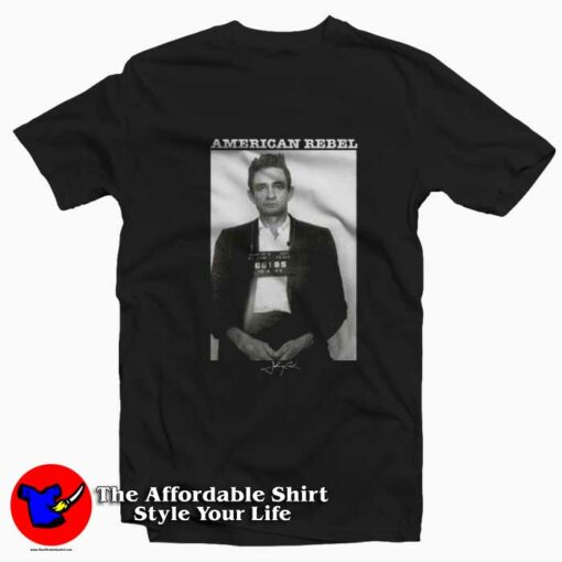 Johnny Cash American Rebel Mugshot Unisex T-shirt On Sale