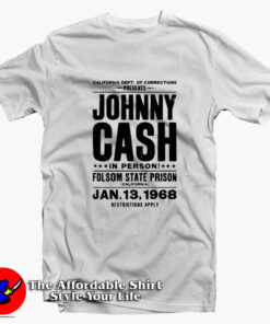 Johnny Cash IN Person Folsom State 1968 T-shirt On Sale