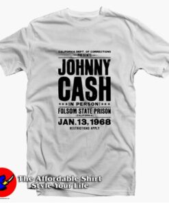 Johnny Cash IN Person Folsom State 1968 T-shirt On Sale