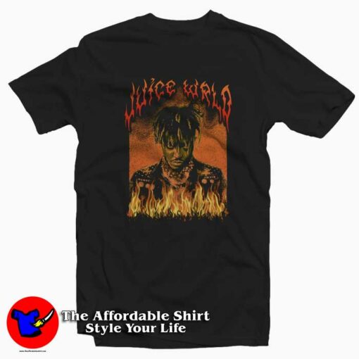 Juice WRLD Fiery Portrait Unisex T-shirt On Sale