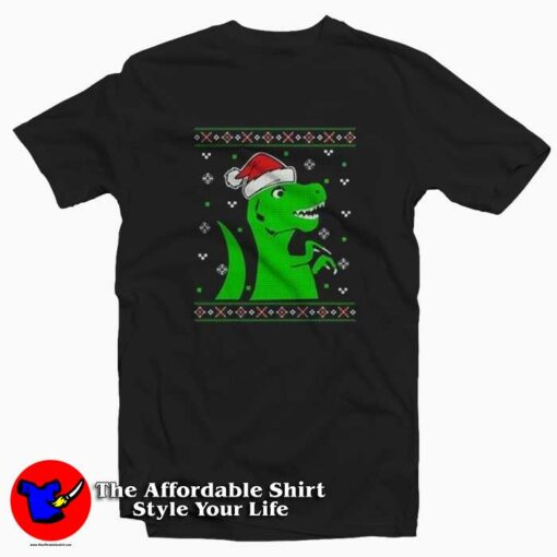 Jurassic Christmas Green Dino Unisex T-shirt On Sale