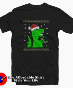Jurassic Christmas Green Dino Unisex T-shirt On Sale