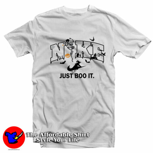 Just Boo it Ghost Nike Halloween Parody T-Shirt On Sale