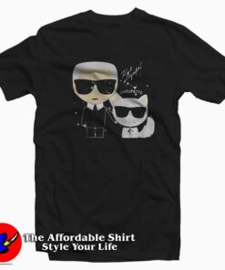 Karl Lagerfeld And Cat Graphic Vintage Unisex T-shirt On Sale