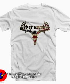 Keep It Redneck Distressed American Flag Deer T-Shirt On Sale