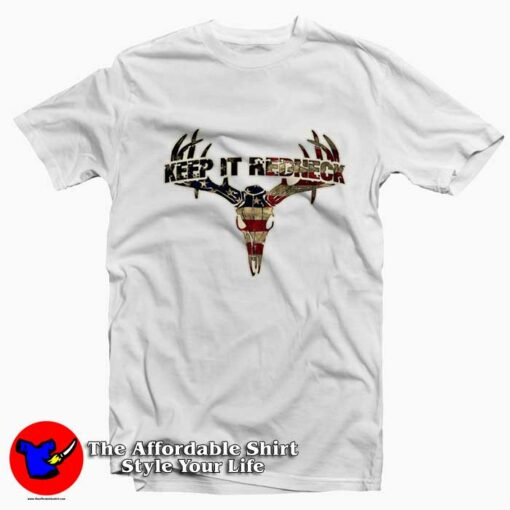 Keep It Redneck Distressed American Flag Deer T-Shirt On Sale