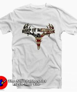 Keep It Redneck Distressed American Flag Deer T-Shirt On Sale