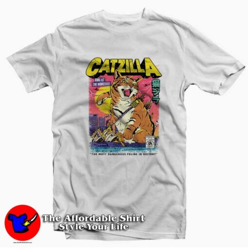 King Off The Monsters Catzilla Retro Unisex T-shirt On Sale