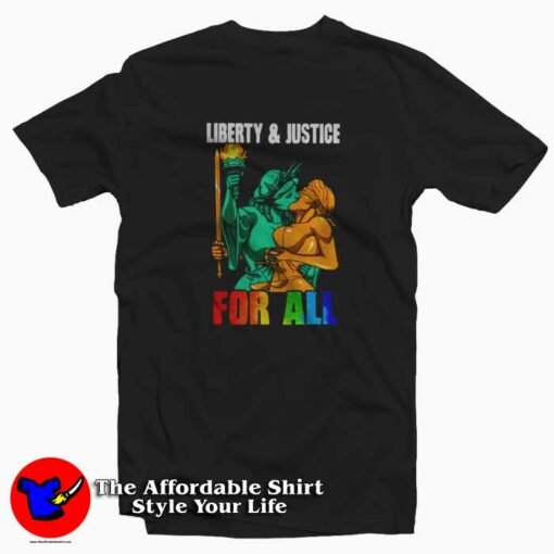 Liberty and Justice For all LGBT Unisex T-shirt Cheap