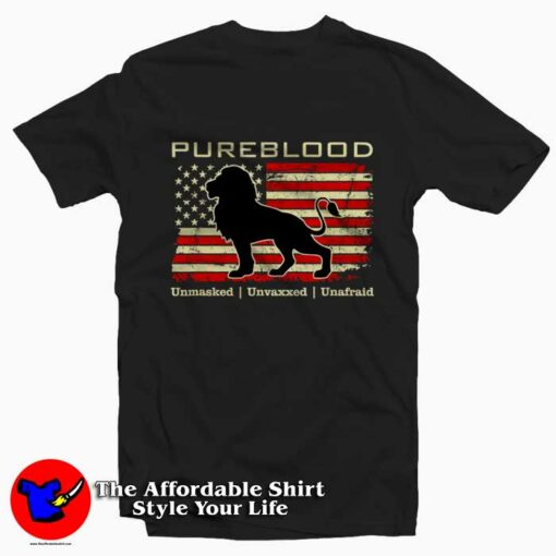 Lion Pureblood Unmasked American Flag T-Shirt On Sale