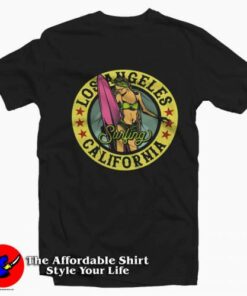 Los Angeles Surfing California Beach Usa T-Shirt On Sale
