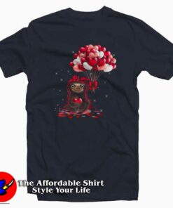 Love Sloth Heart Balloon T Shirt Gift Valentine's Day 1