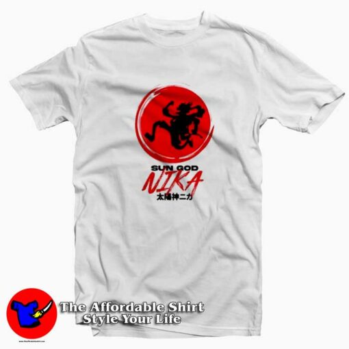 Luffy One Piece Sun God Nika Graphic T-Shirt On Sale