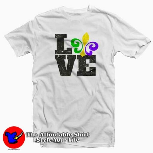 Mardi Gras Fleur De Lis Love T-Shirt Gift Carnival Mardi Grass