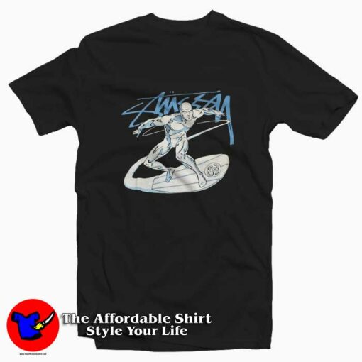 Marvel x Stussy Silver Surfer Graphic Unisex T-shirt On Sale