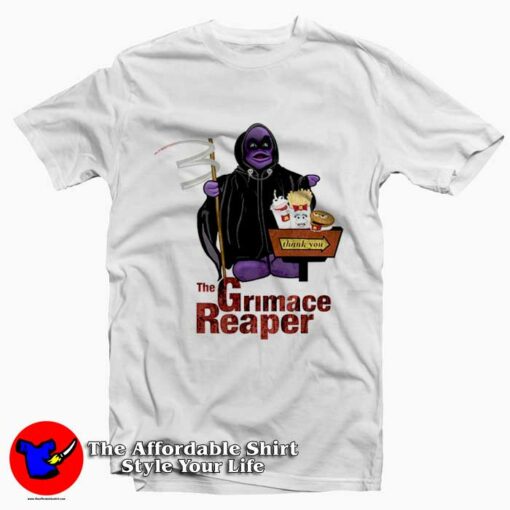 McDonalds Grimace Reaper Fast Food Ad Mascot T-Shirt On Sale