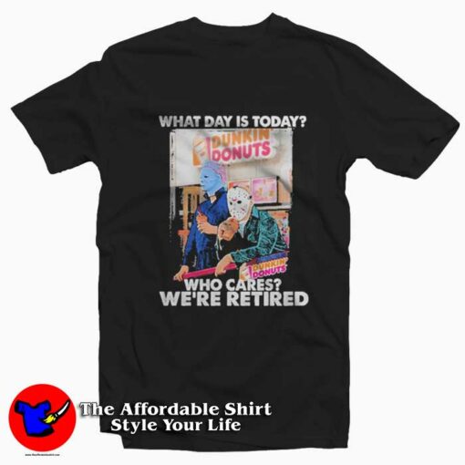 Michael Myers And Jason Voorhees Dunkin Donuts T-Shirt On Sale