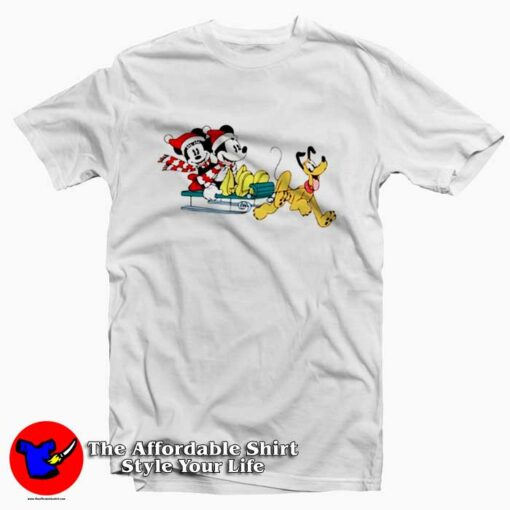 Mickey Minnie Mouse Pluto Christmas T-Shirt On Sale