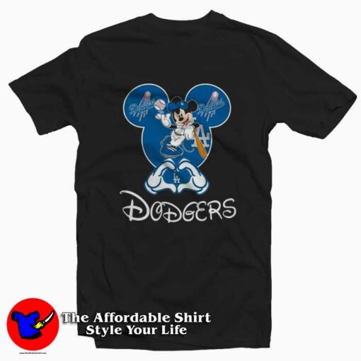 Mickey Mouse Loves Los Angeles Dodgers T-shirt On Sale