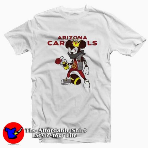 Mickey Peace Sign Arizona Cardinals Graphic T-Shirt On Sale