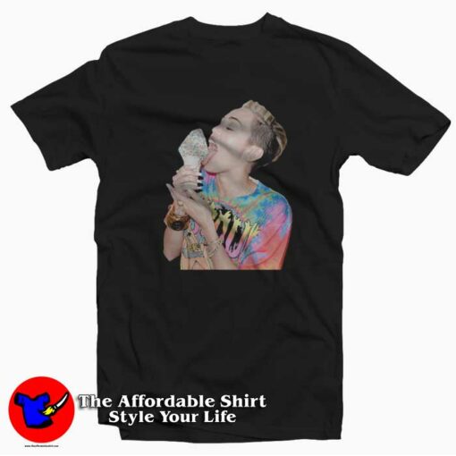 Miley Cyrus Licking Ice Cream Unisex T-shirt On Sale