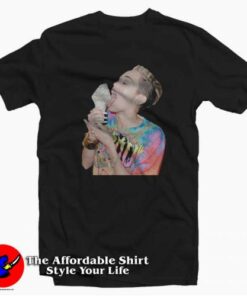 Miley Cyrus Licking Ice Cream Unisex T-shirt On Sale