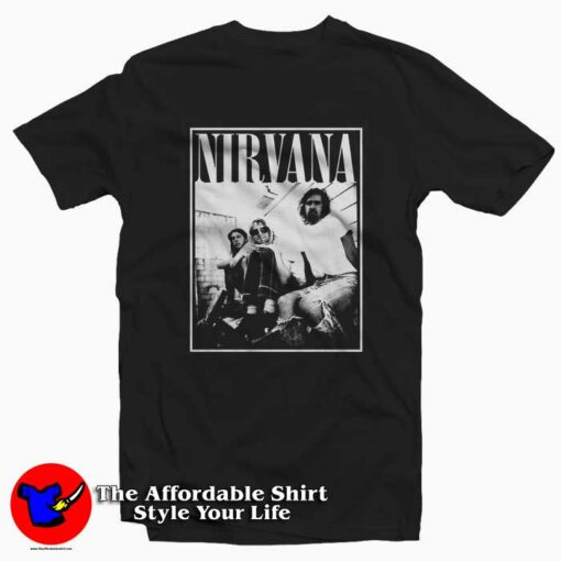 Nirvana Kurt Cobain Dave Grohl Group Photo T-shirt On Sale