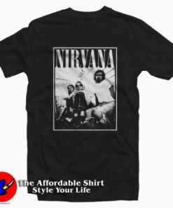 Nirvana Kurt Cobain Dave Grohl Group Photo T-shirt On Sale