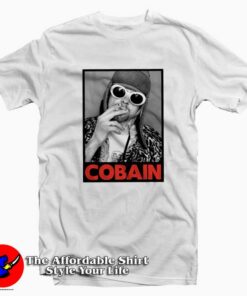 Nirvana Kurt Cobain Smoking Portrait T-shirt On Sale Nirvana Kurt Cobain Smoking Portrait T-shirt On Sale