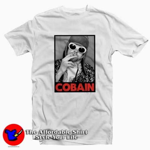 Nirvana Kurt Cobain Smoking Portrait T-shirt On Sale