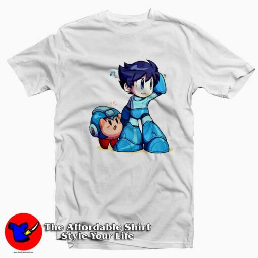 Parody Kirby x Megaboy Rockman Cute Unisex T-Shirt On Sale