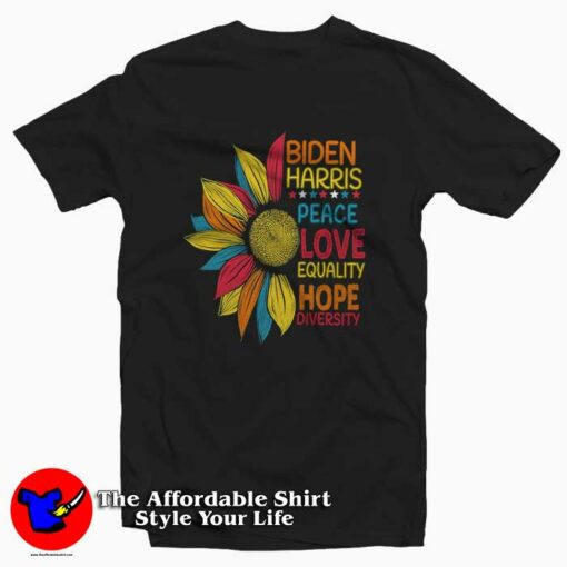 Peace Love Biden Harris Equality Flower T-shirt On Sale