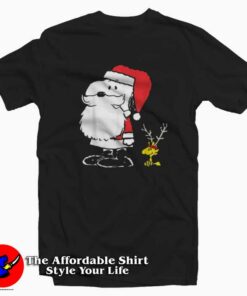 Peanuts Snoopy Woodstock Antlers Santa T shirt On Sale 1
