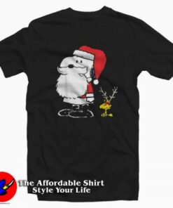 Peanuts Snoopy Woodstock Antlers Santa T shirt On Sale 2