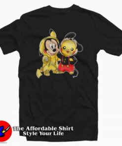 Pikachu Mickey Mouse Cute Unisex T shirt Cheap 2