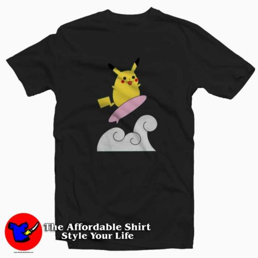 Pikachu Pokemon Surfing Funny Unisex T-shirt On Sale