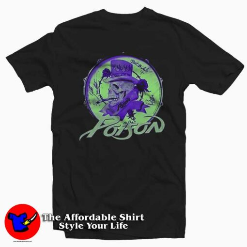 Poison Logo And Glow Skull Graphic Unisex T-Shirt On Sale