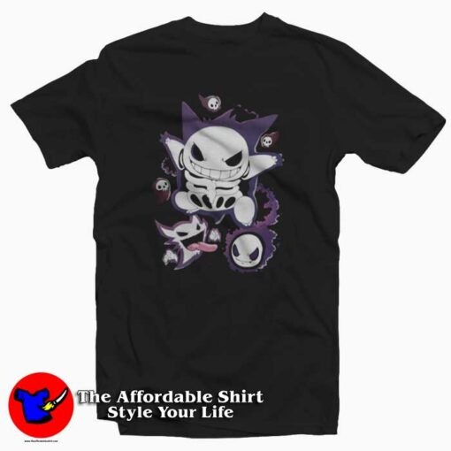 Pokemon Gengar Ghost Skeleton Halloween T-shirt On Sale