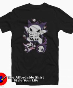Pokemon Gengar Ghost Skeleton Halloween T-shirt On Sale