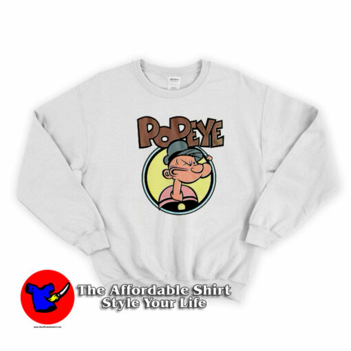 Popeye The Sailorman Halftone Comic Sweatshirt On Sale