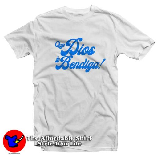 Que Dios Te Bendiga Blue Graphic T-Shirt On Sale