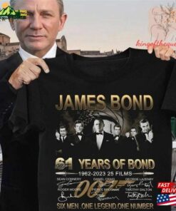 007 James Bond 61Th Anniversary 1962 2023 Signatures Movie Shirt Action Tee Sweatshirt T-Shirt