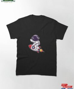 #01 Cute Astronaut Riding Rocket Cartoon Classic T-Shirt Unisex