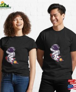 01 Cute Astronaut Riding Rocket Cartoon Classic T Shirt Unisex 3
